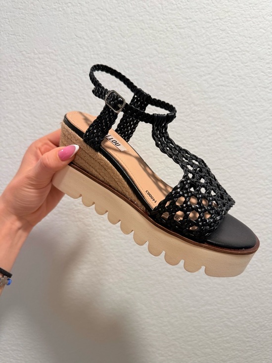 Bibilou Shoes - BibiLou Italian Black Braided Platform Espadrilles with Ankle Strap EU36